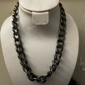 Gun smoke metal link necklace